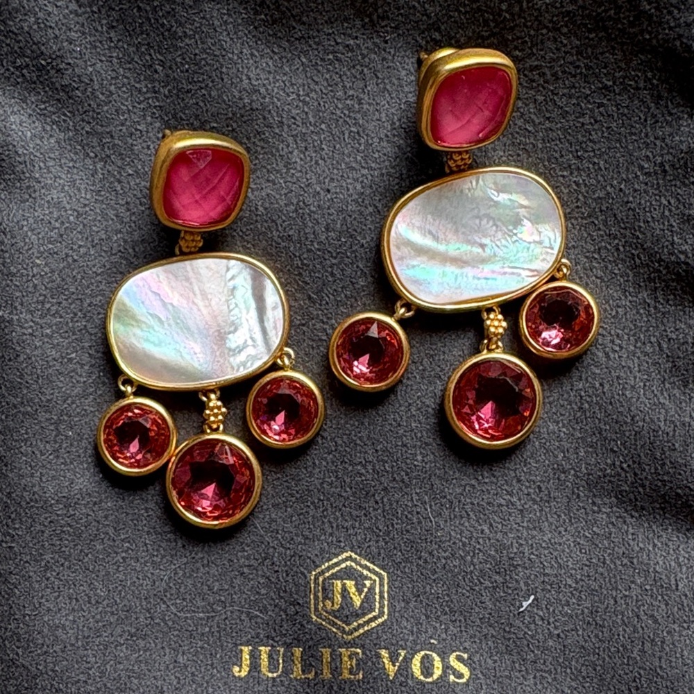 Julie Vos Gold and Red Statement Earrings